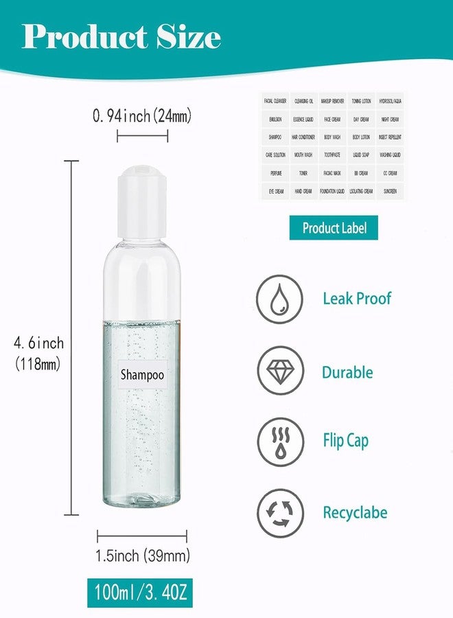 Moonlik Toiletry Travel Bottles for Men Women, 3.4oz/100ml Refillable Plastic Containers with TSA Approved Toiletry Bag - Clear Cosmetic Kit for Shampoo, Conditioner, Lotion and Travel Essential(4Pack, Black) - Image 2